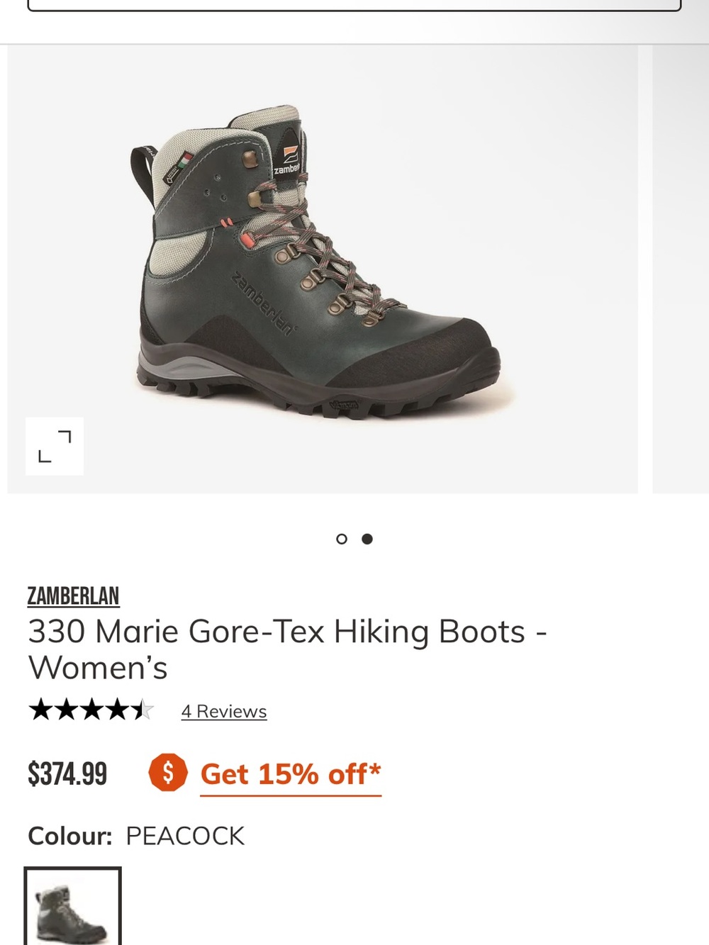 Zamberlan 330 Marie Gore-Tex Women's Hiking Boots - Peacock Green size 7